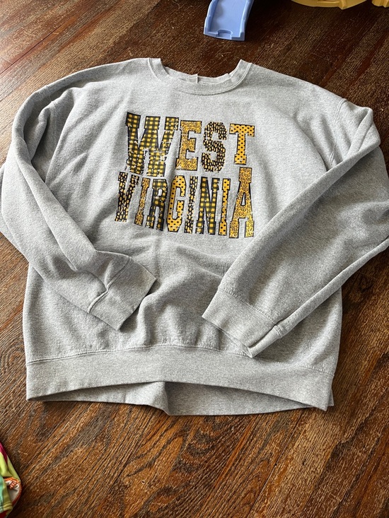 Gildan Tops - Gray West Virginia Sweatshirt with Yellow/blue Lettering